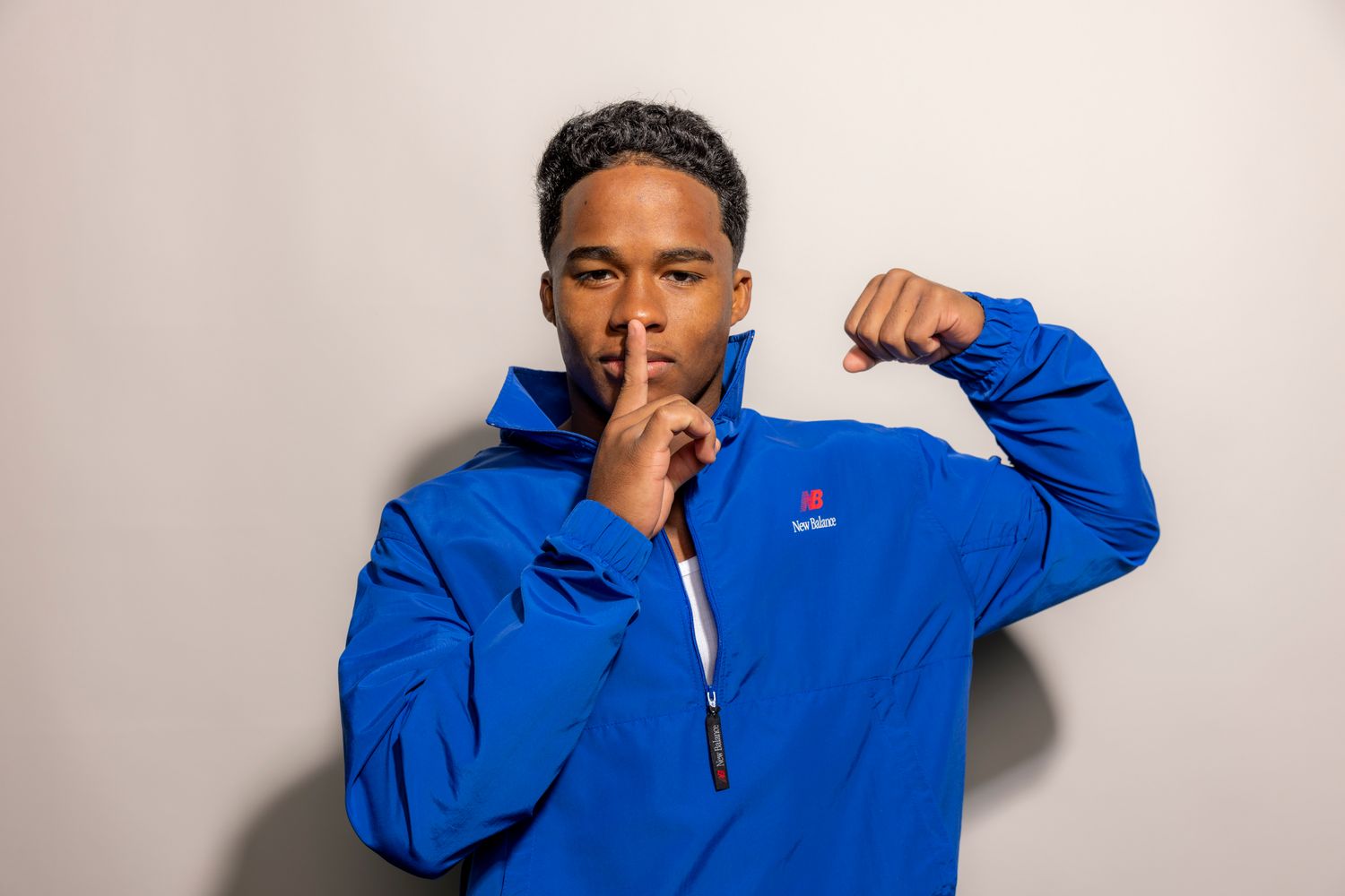 Endrick flexes in a photo shoot for New Balance.